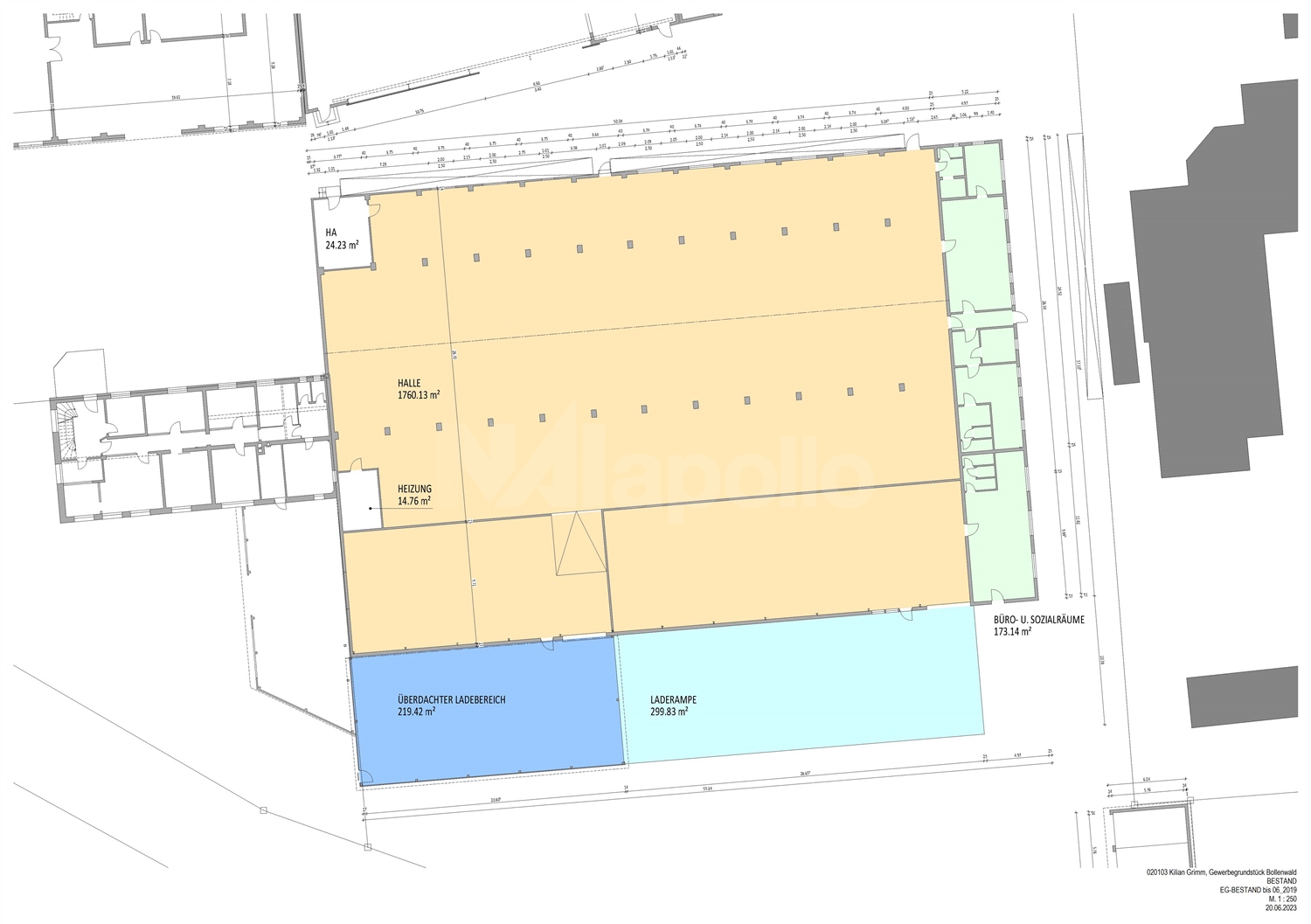 Grundriss Halle mit Büroanbau