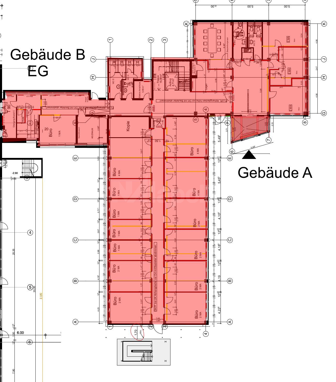 Grundriss EG - Gebäude A   B