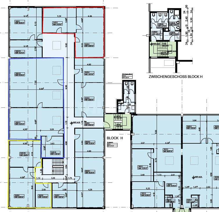 Grundriss 1. OG, Block H