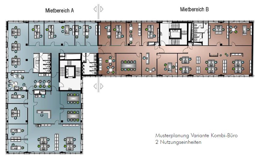 Musterplanung Kombi-Büro 2 Nutzungseinheiten